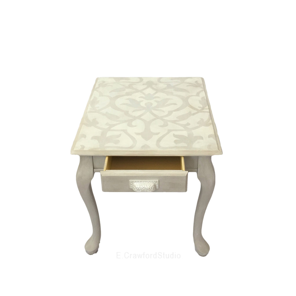 queen anne side table white-washed side table