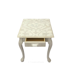 queen anne side table white-washed side table